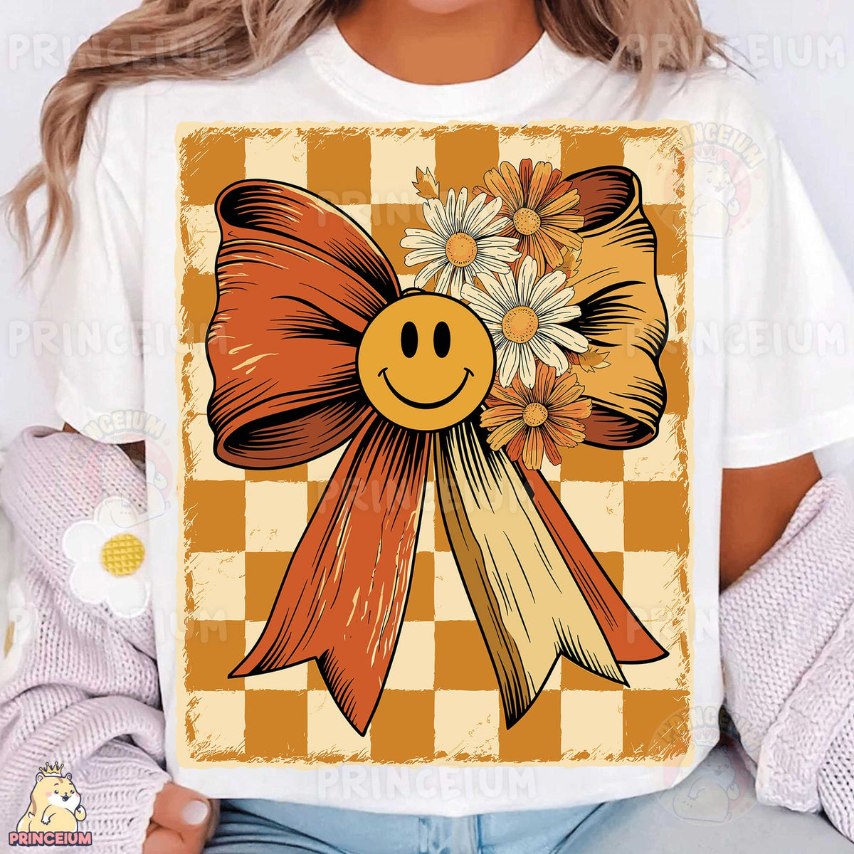 Retro Smiley Daisy Bow