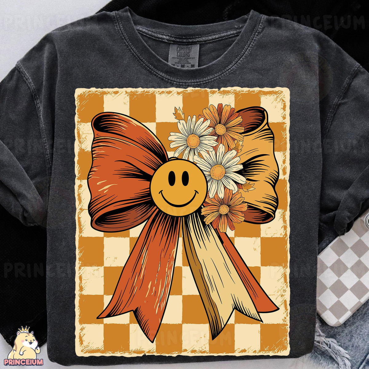 Retro Smiley Daisy Bow