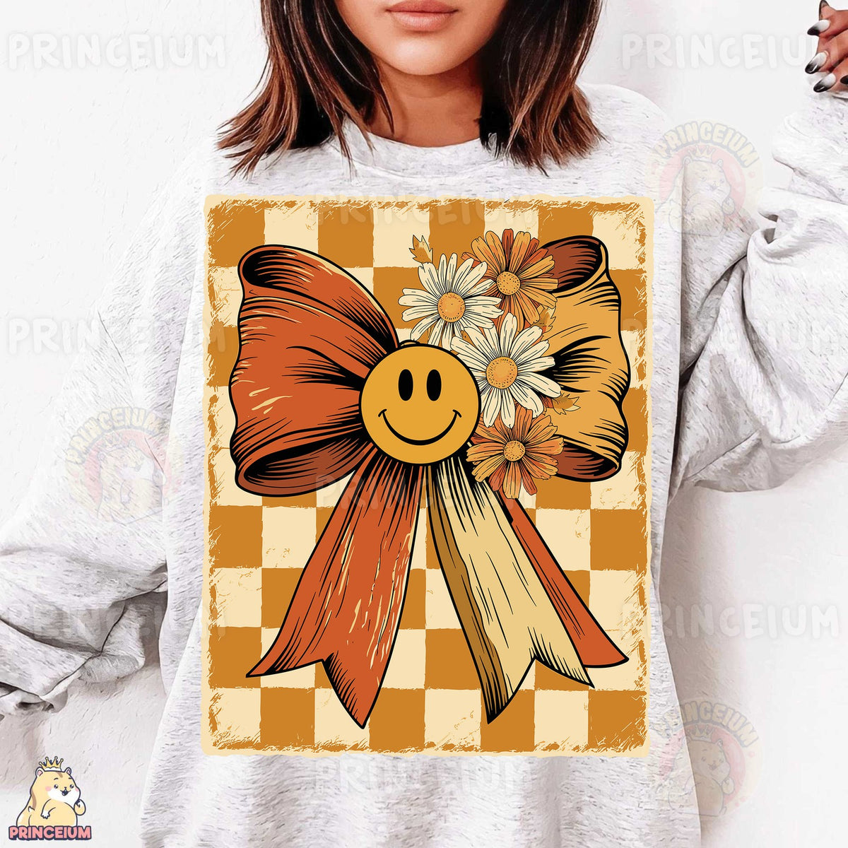 Retro Smiley Daisy Bow