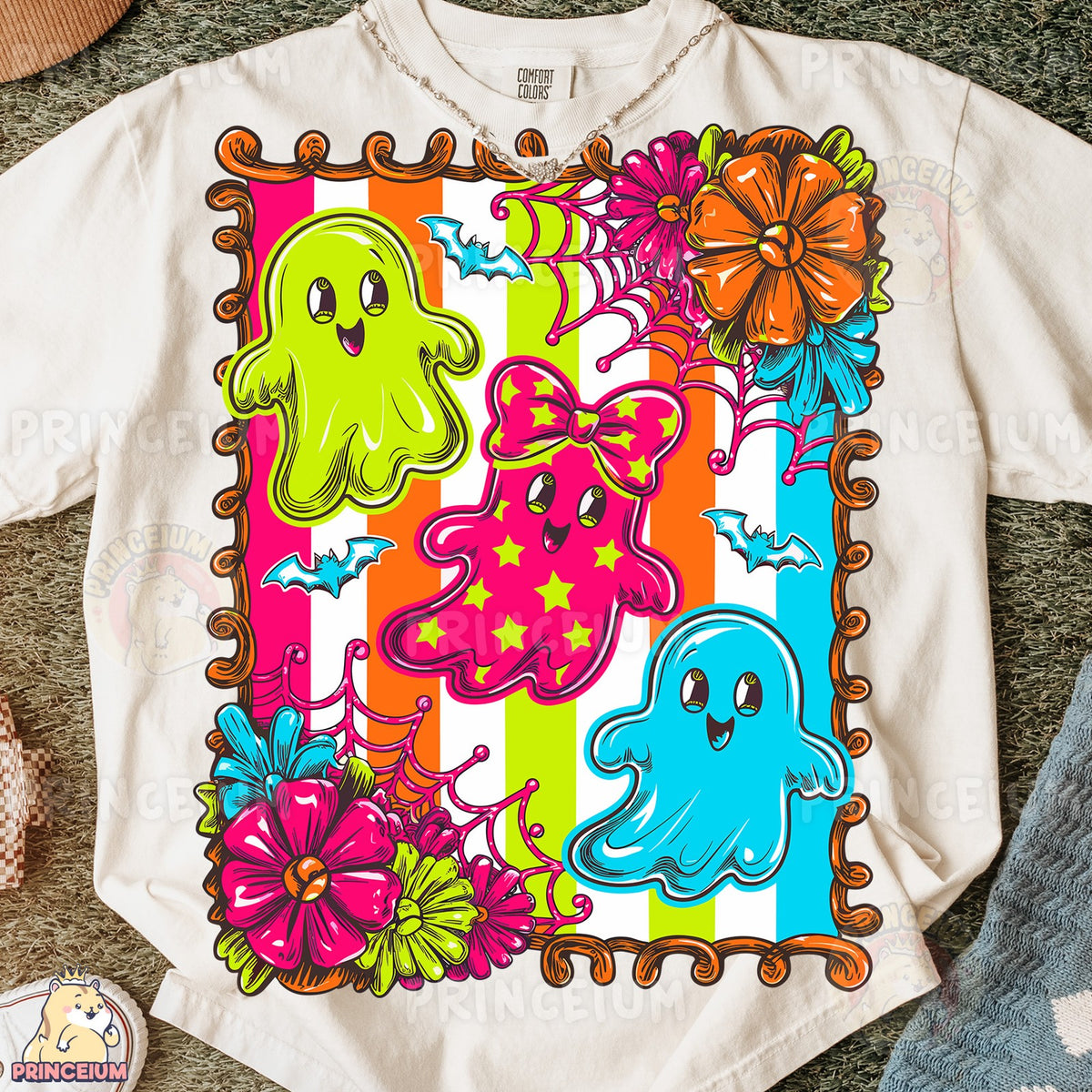 Neon Halloween Ghost Friends