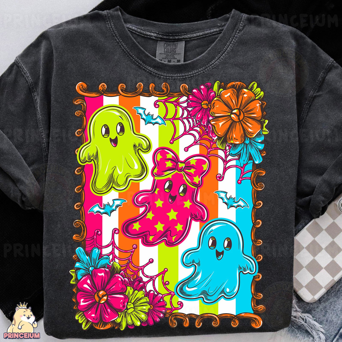 Neon Halloween Ghost Friends