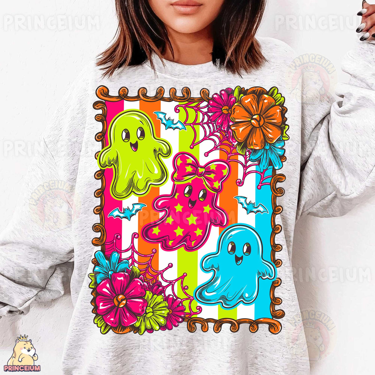 Neon Halloween Ghost Friends