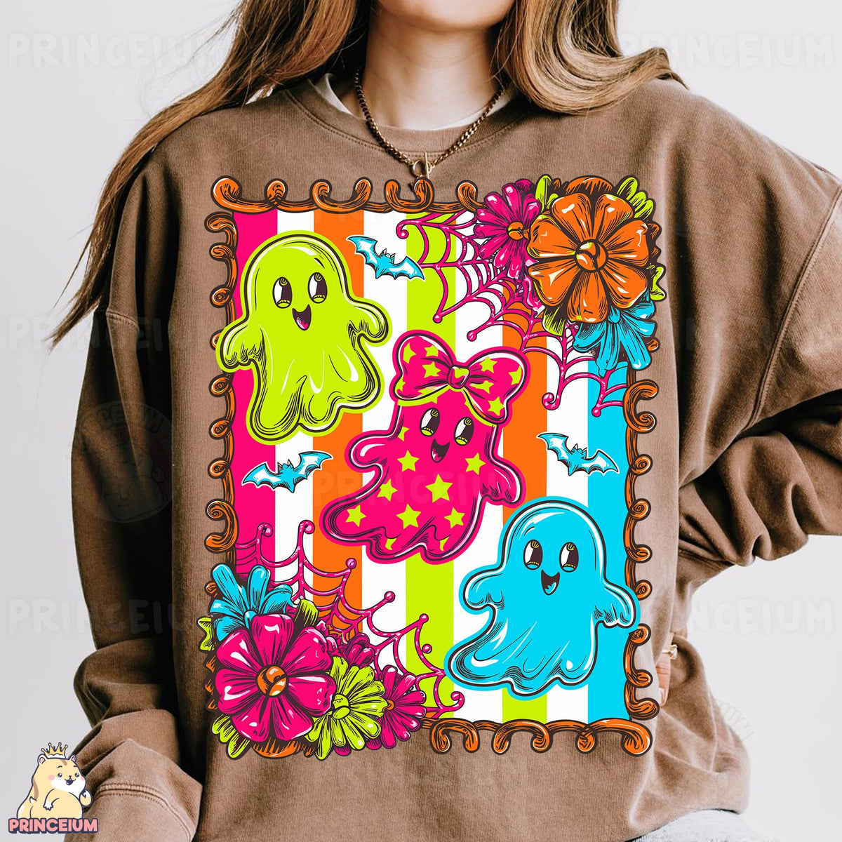 Neon Halloween Ghost Friends