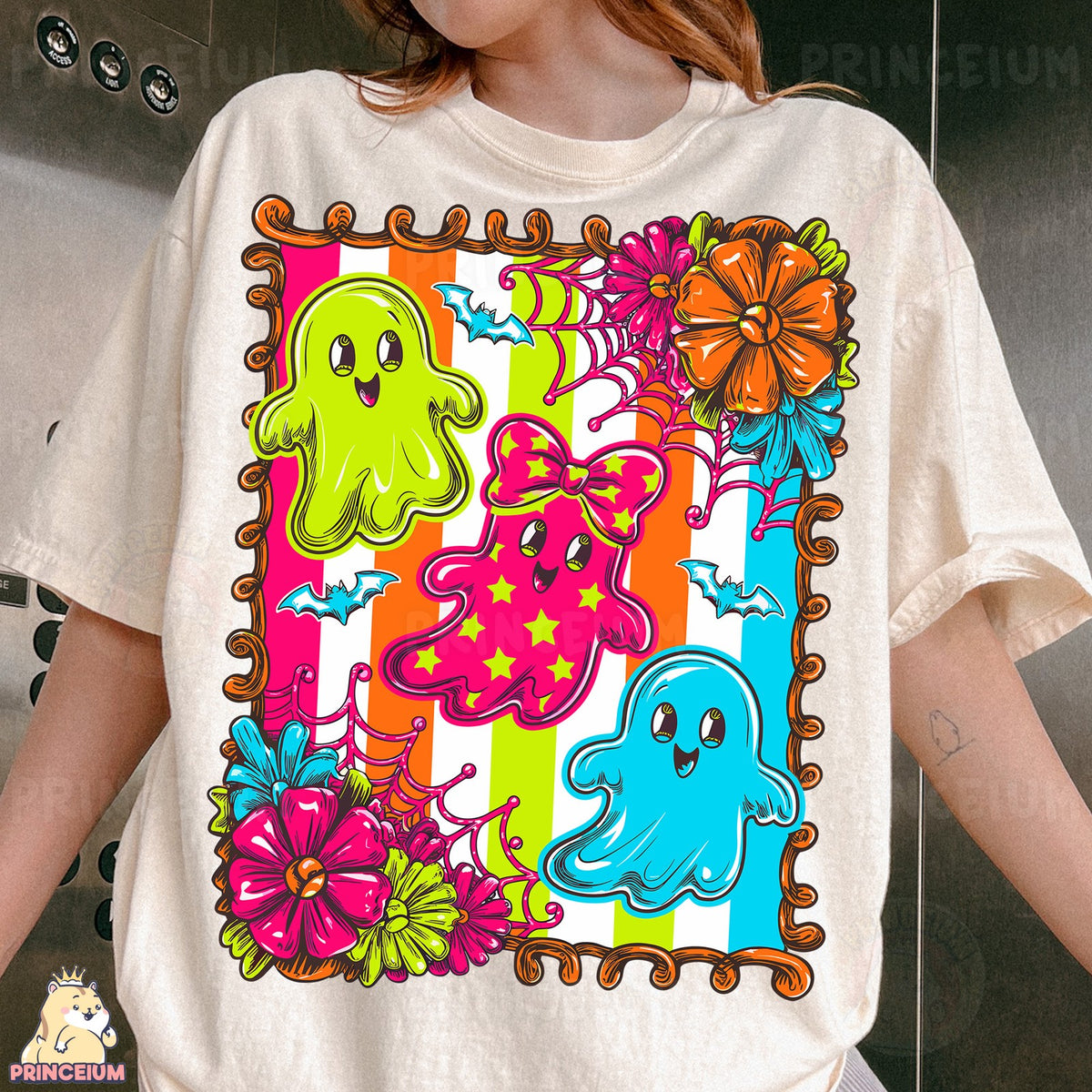Neon Halloween Ghost Friends
