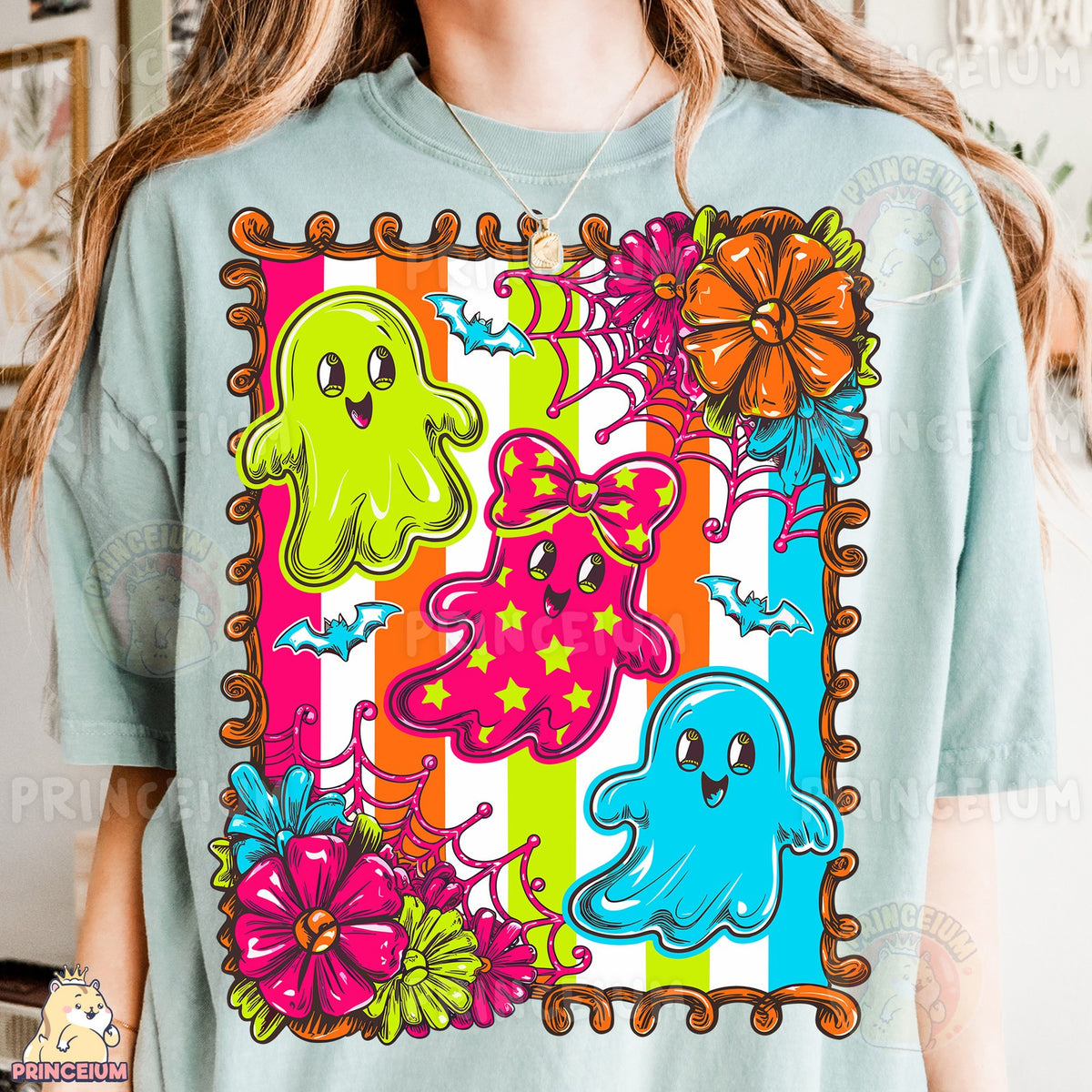Neon Halloween Ghost Friends