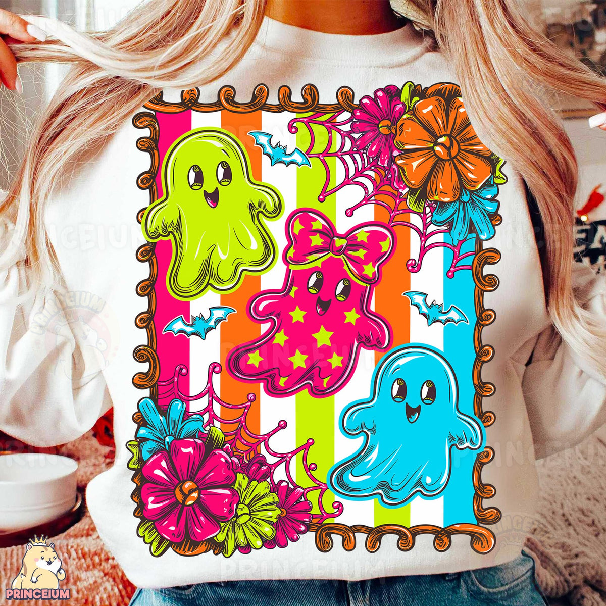 Neon Halloween Ghost Friends