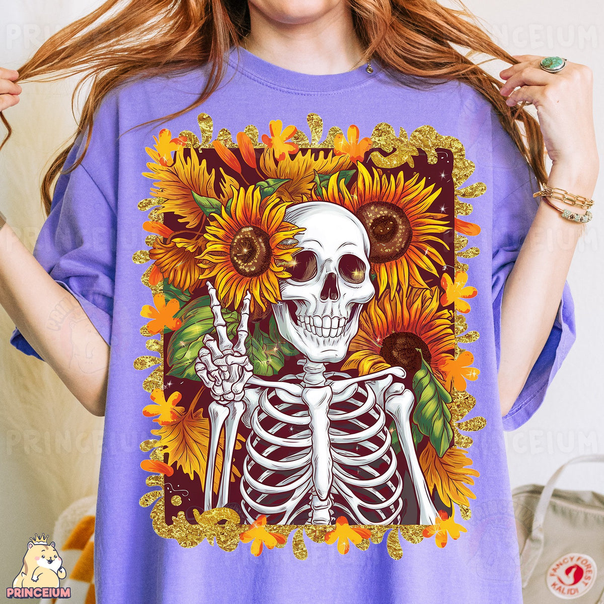 Sunflower Skeleton Peace Sign