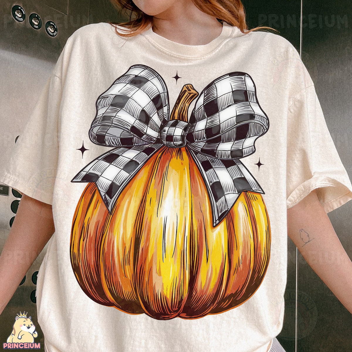 Buffalo Check Bow Pumpkin