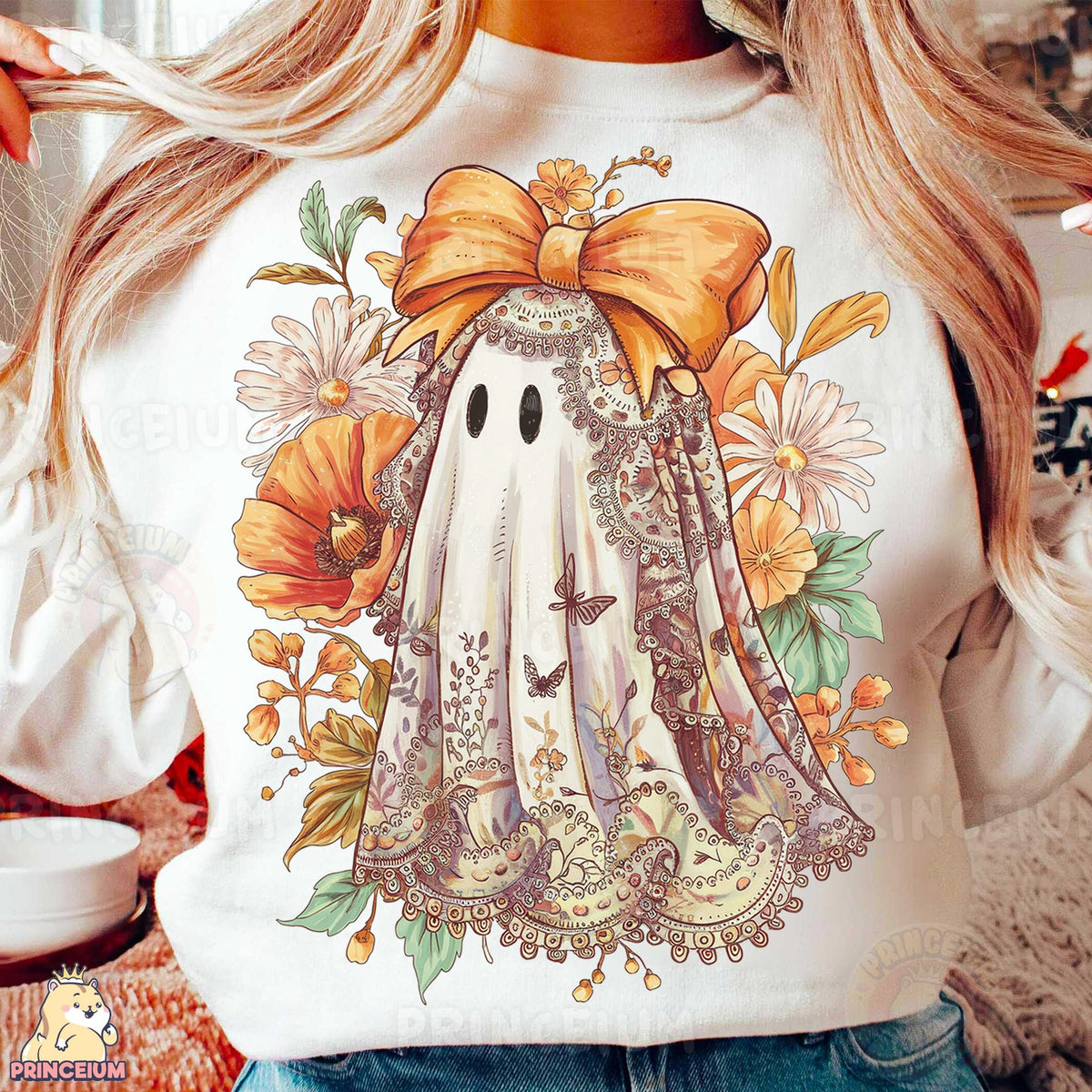 Coquette Ghost with Floral Bow