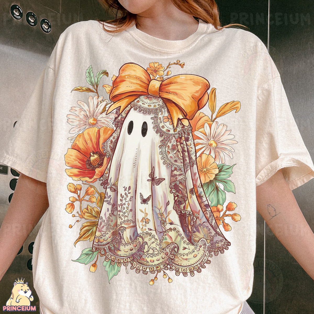 Coquette Ghost with Floral Bow