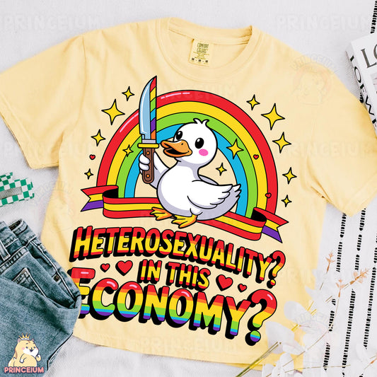 a yellow shirt with a duck on it