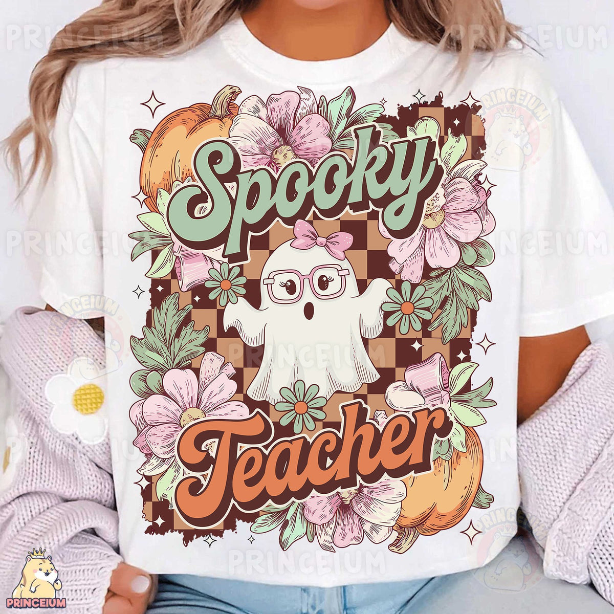 Spooky Teacher Floral Ghost
