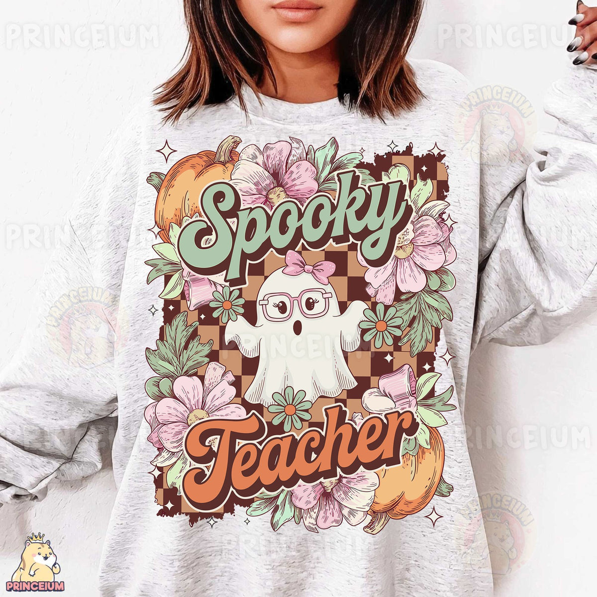 Spooky Teacher Floral Ghost