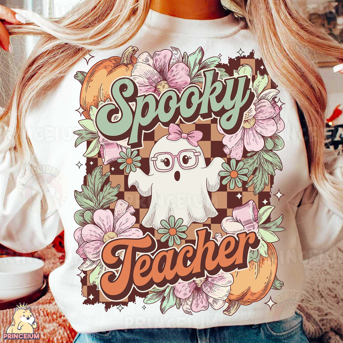 Spooky Teacher Floral Ghost