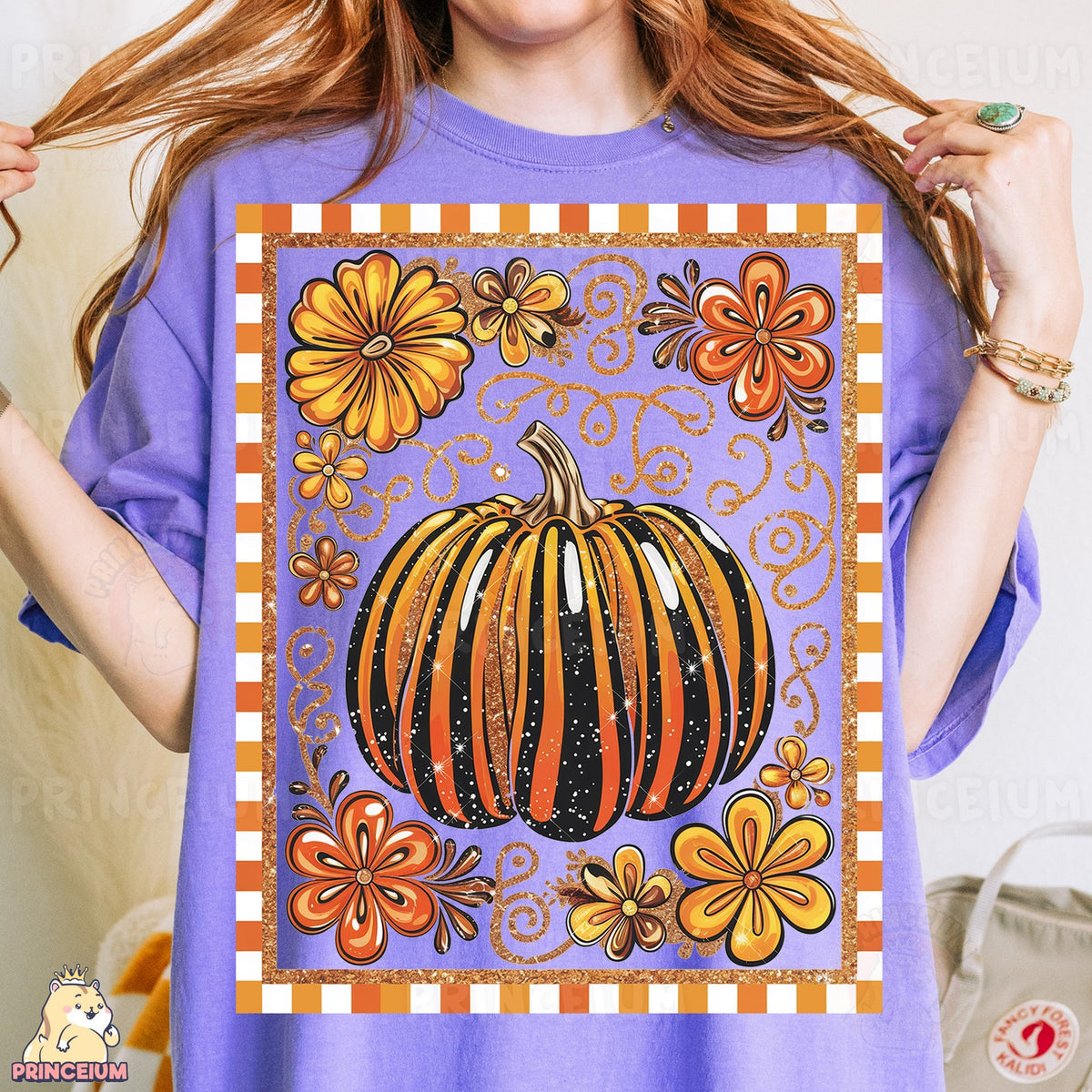Glitter Striped Pumpkin Frame