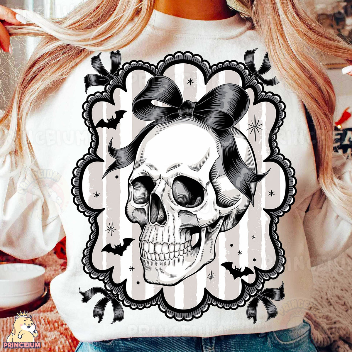 Coquette Skull with Bow