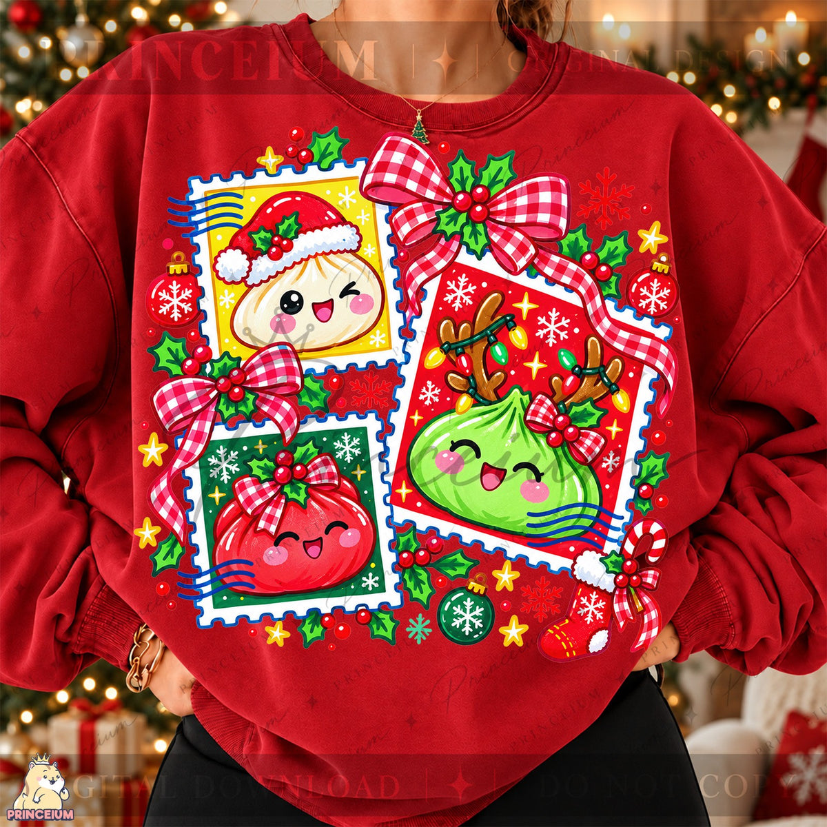 Kawaii Christmas Dumpling Stamps