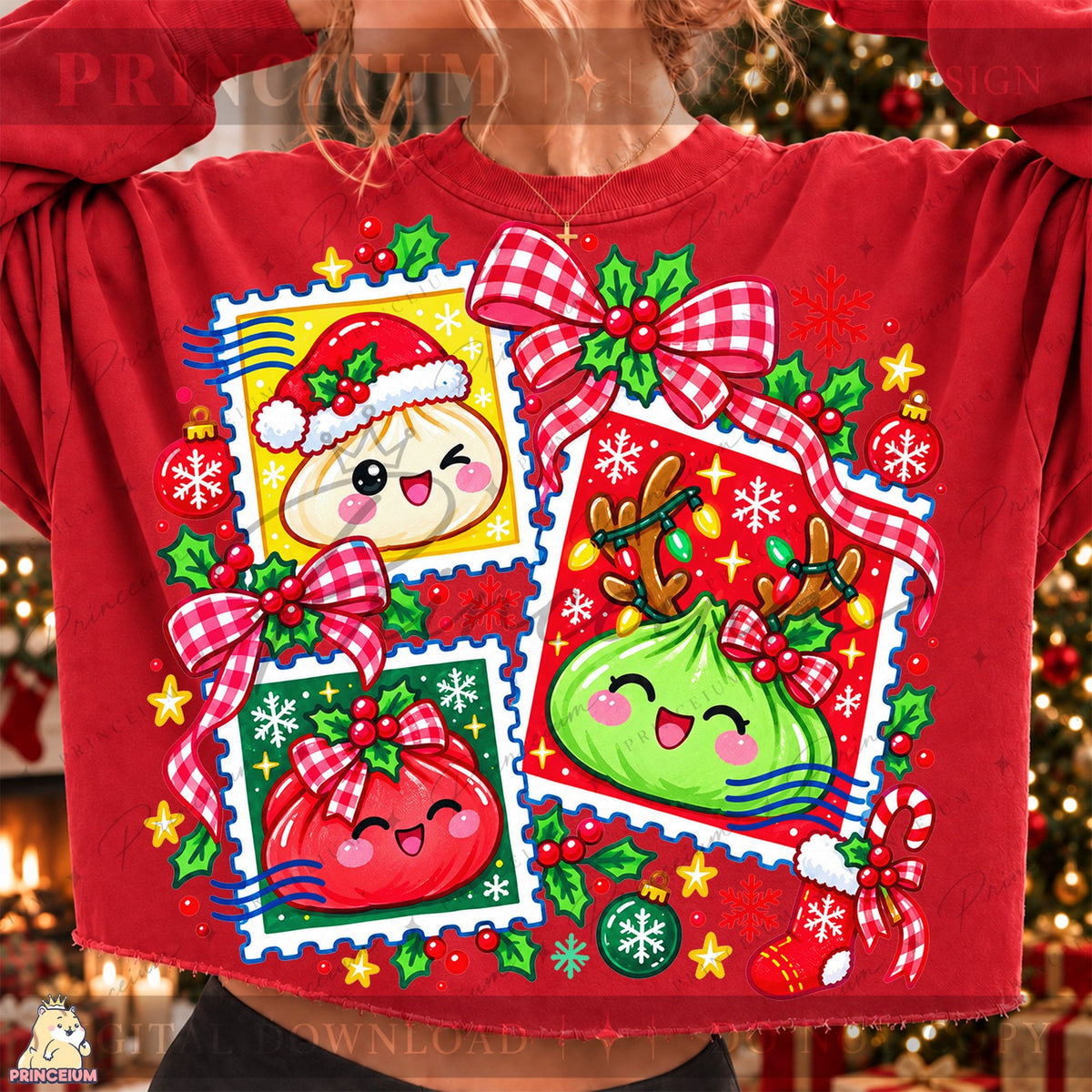 Kawaii Christmas Dumpling Stamps