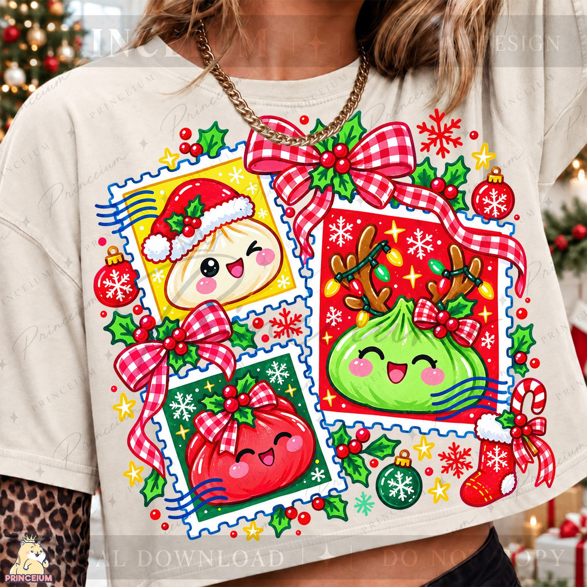Kawaii Christmas Dumpling Stamps