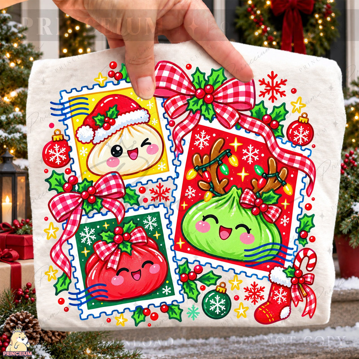 Kawaii Christmas Dumpling Stamps