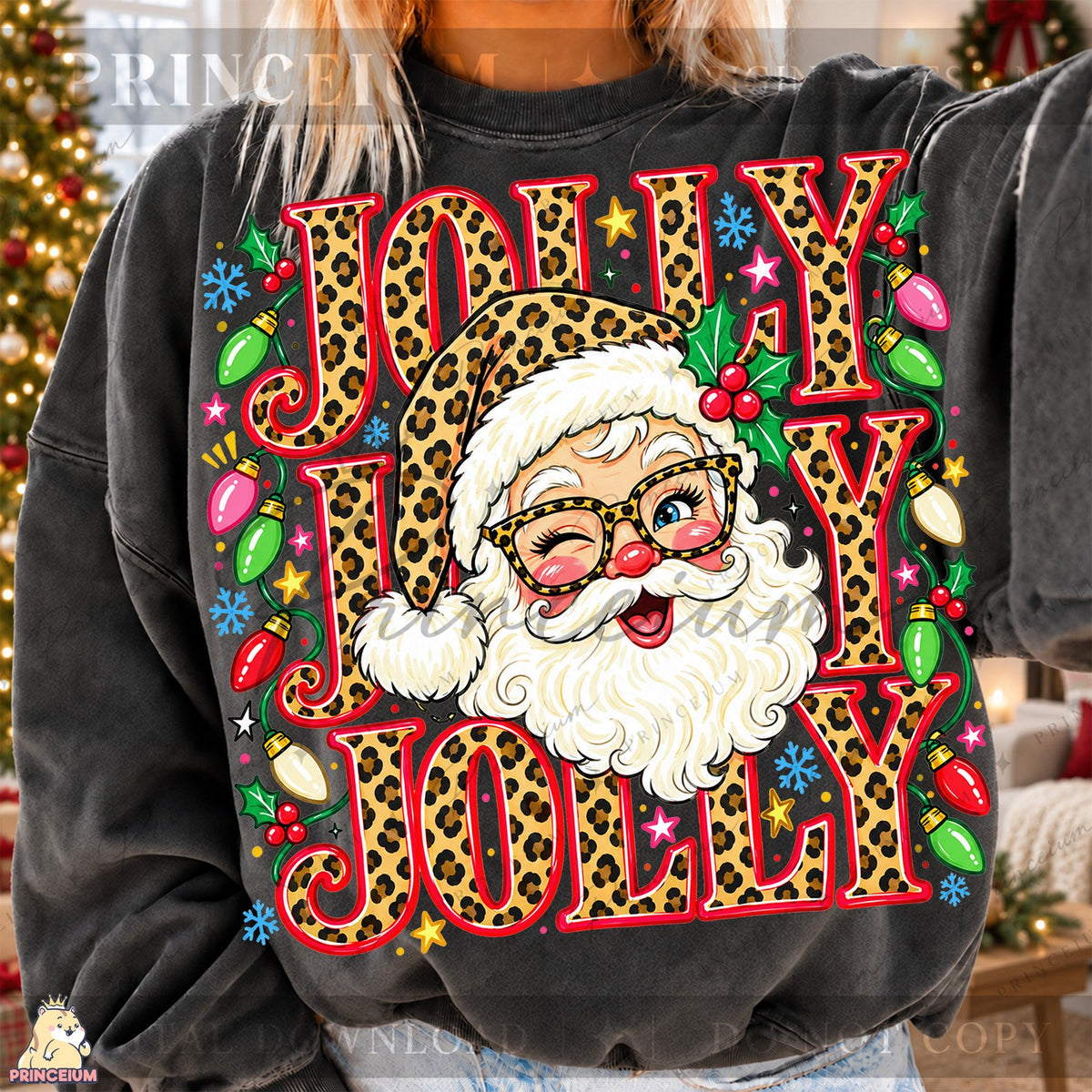 Leopard Print Jolly Santa