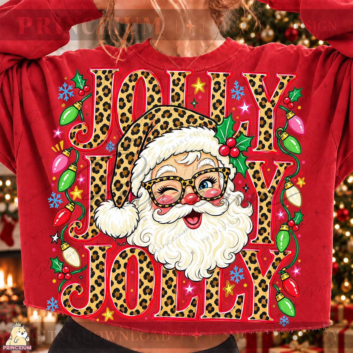 Leopard Print Jolly Santa