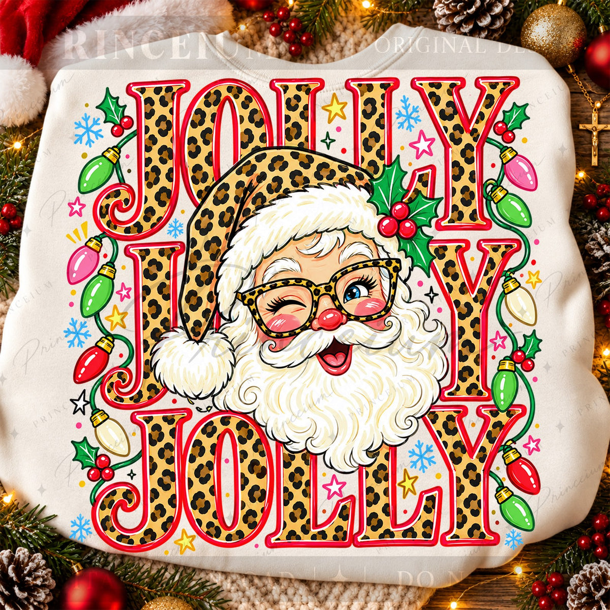 Leopard Print Jolly Santa
