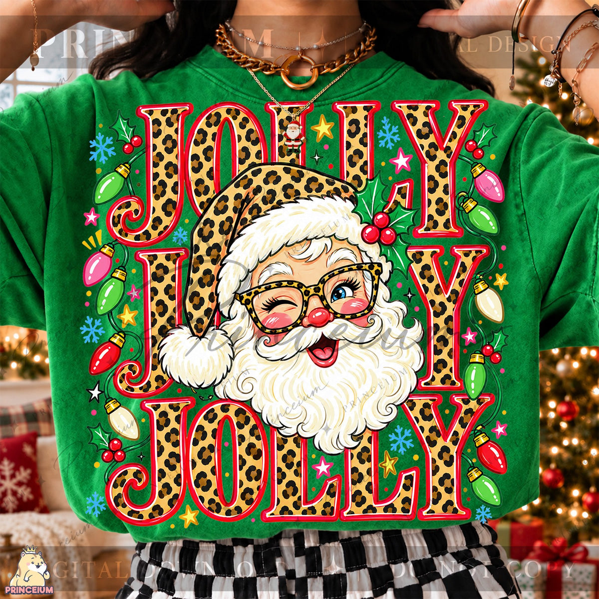Leopard Print Jolly Santa