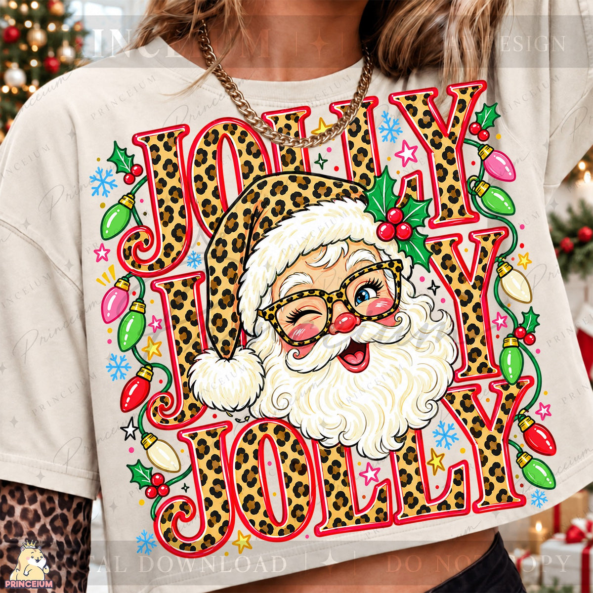 Leopard Print Jolly Santa