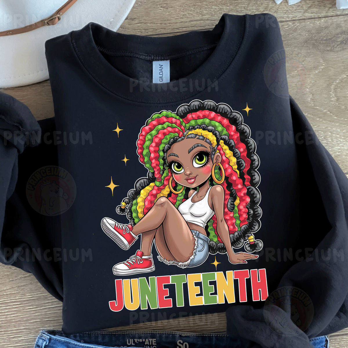 a t - shirt with a picture of a girl with braids on it