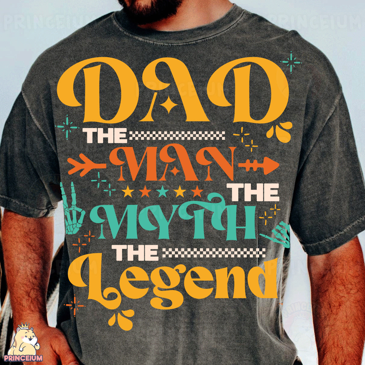 a man with a beard wearing a dad shirt