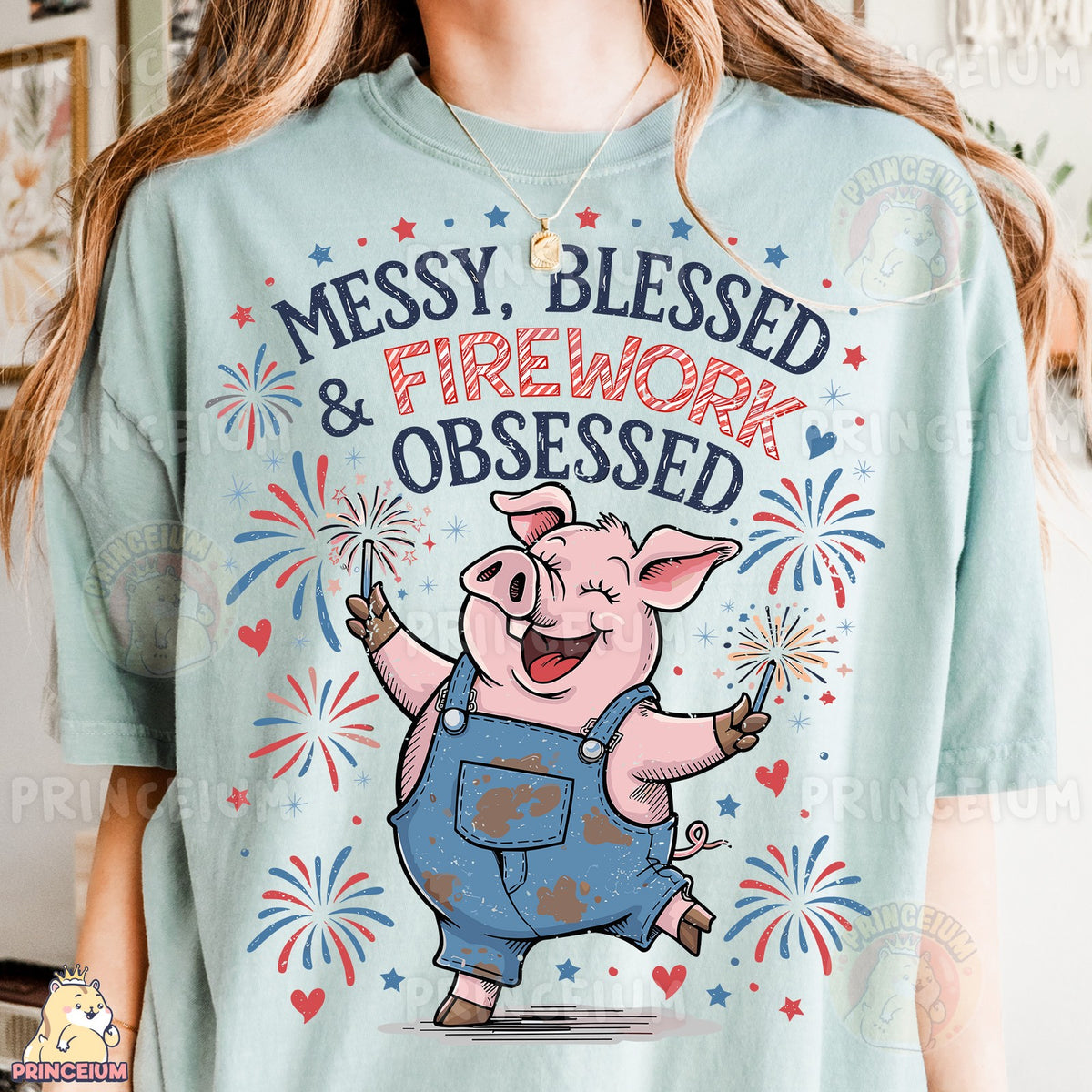 Messy Blessed & Firework Obsessed Pig