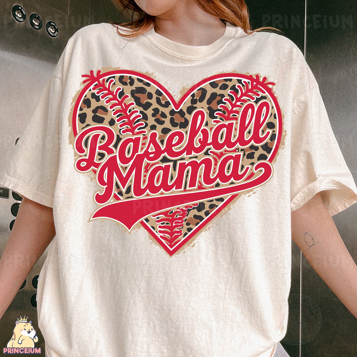 Leopard Baseball Mama Heart