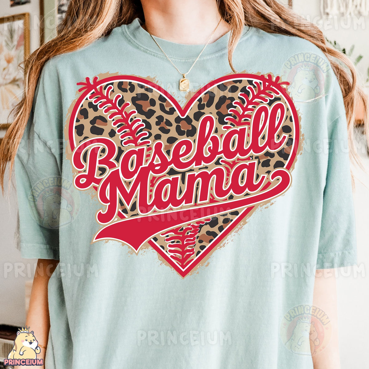 Leopard Baseball Mama Heart