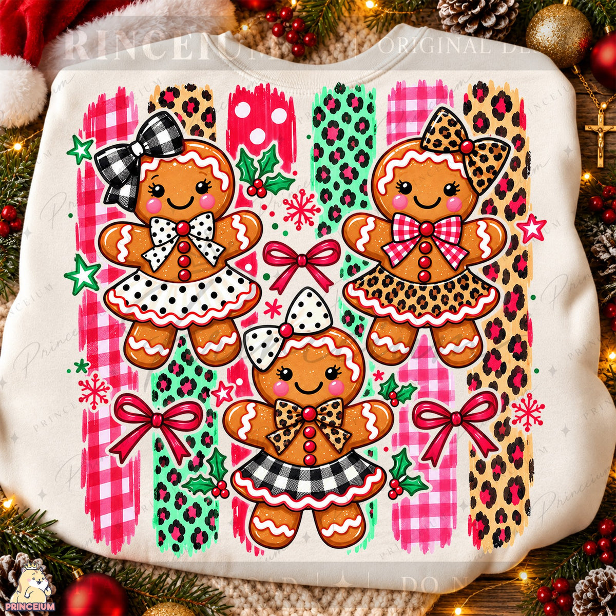 Preppy Gingerbread Girl Trio