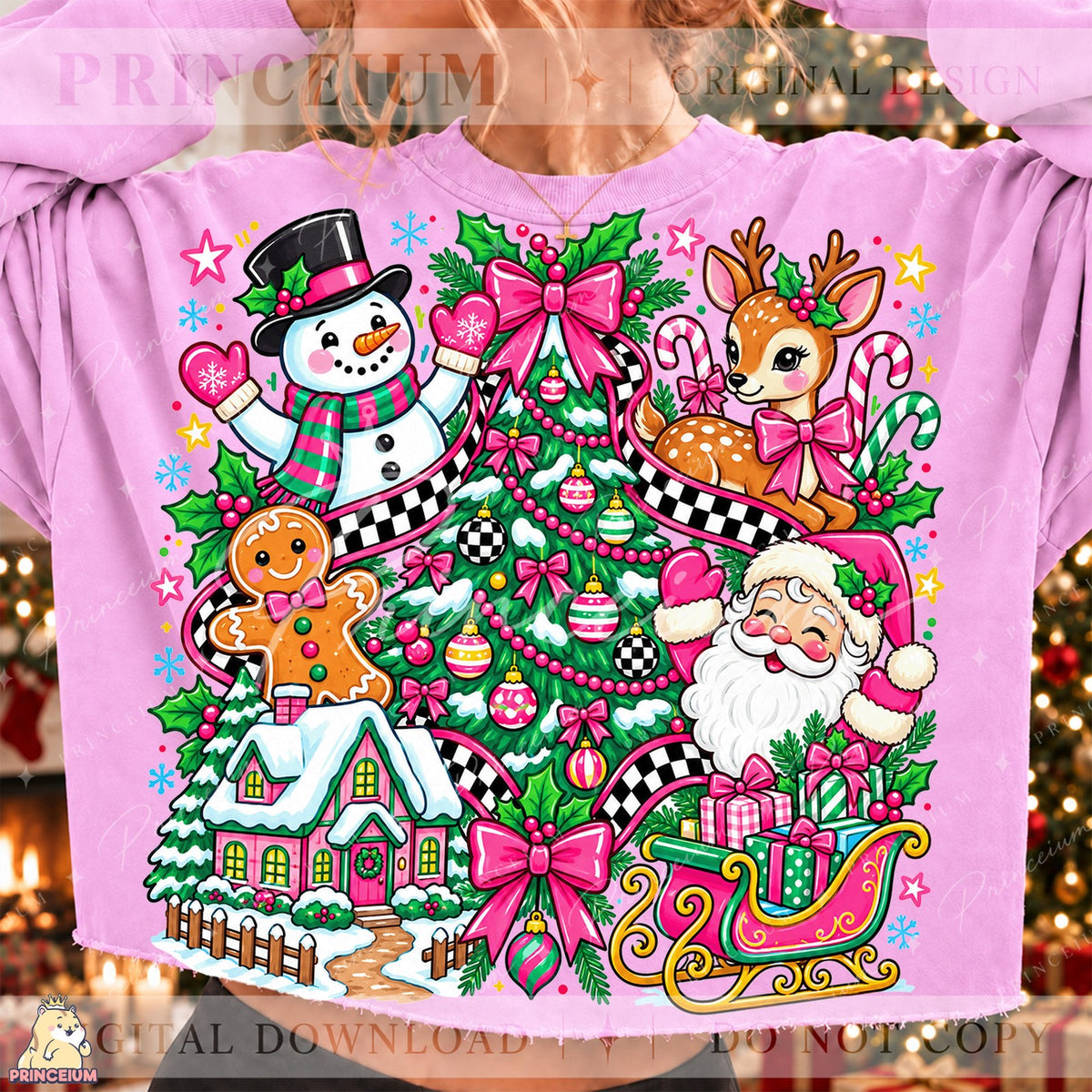 Preppy Pink Christmas Collage