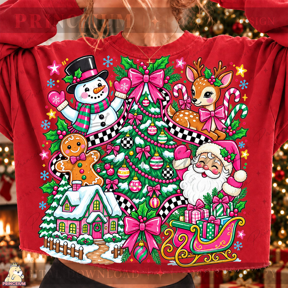 Preppy Pink Christmas Collage