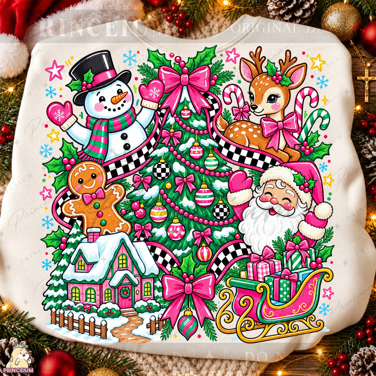 Preppy Pink Christmas Collage