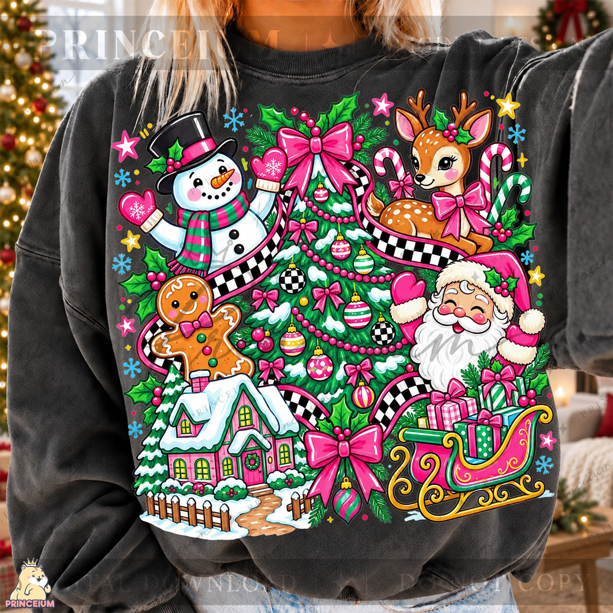Preppy Pink Christmas Collage