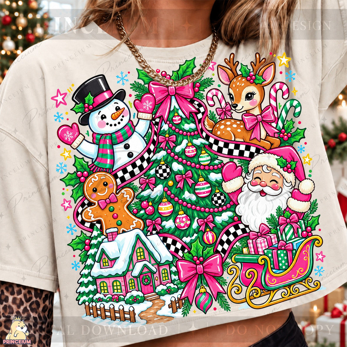 Preppy Pink Christmas Collage