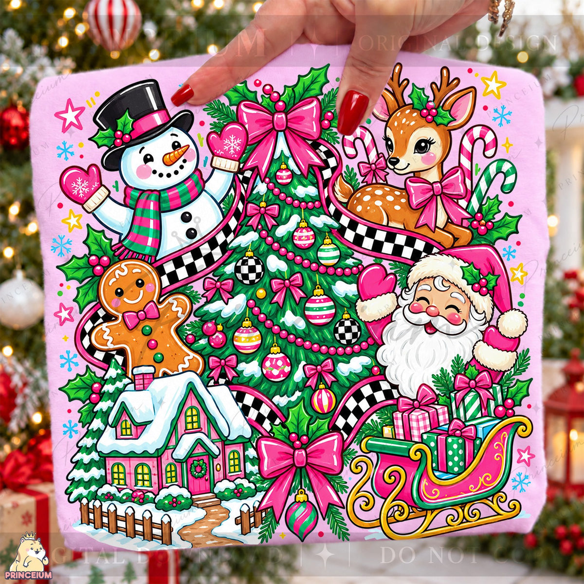 Preppy Pink Christmas Collage