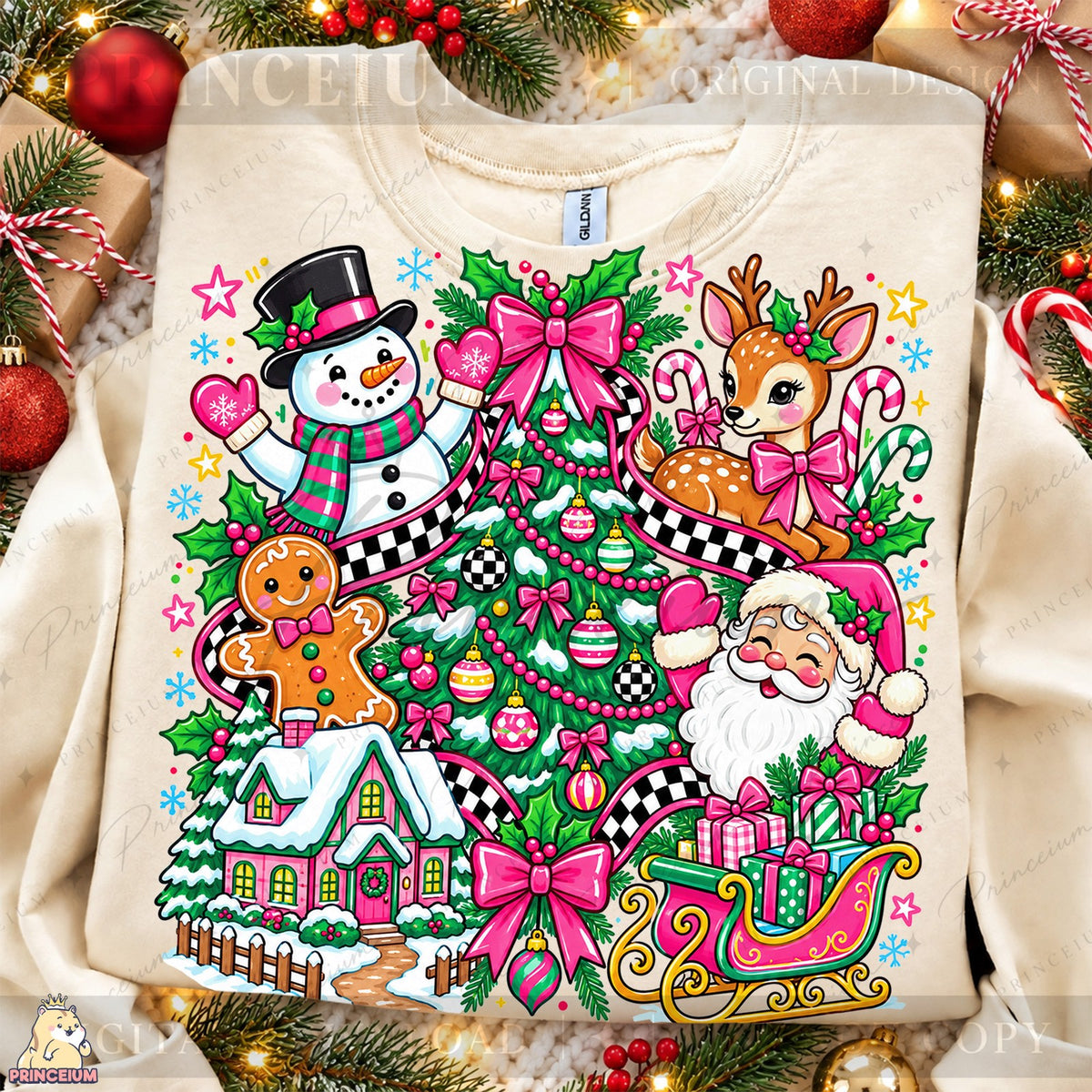 Preppy Pink Christmas Collage