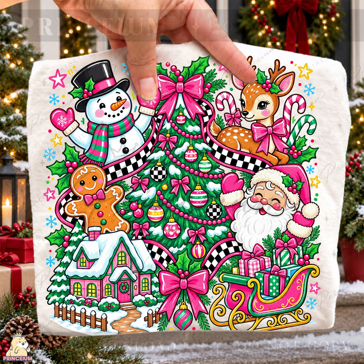 Preppy Pink Christmas Collage