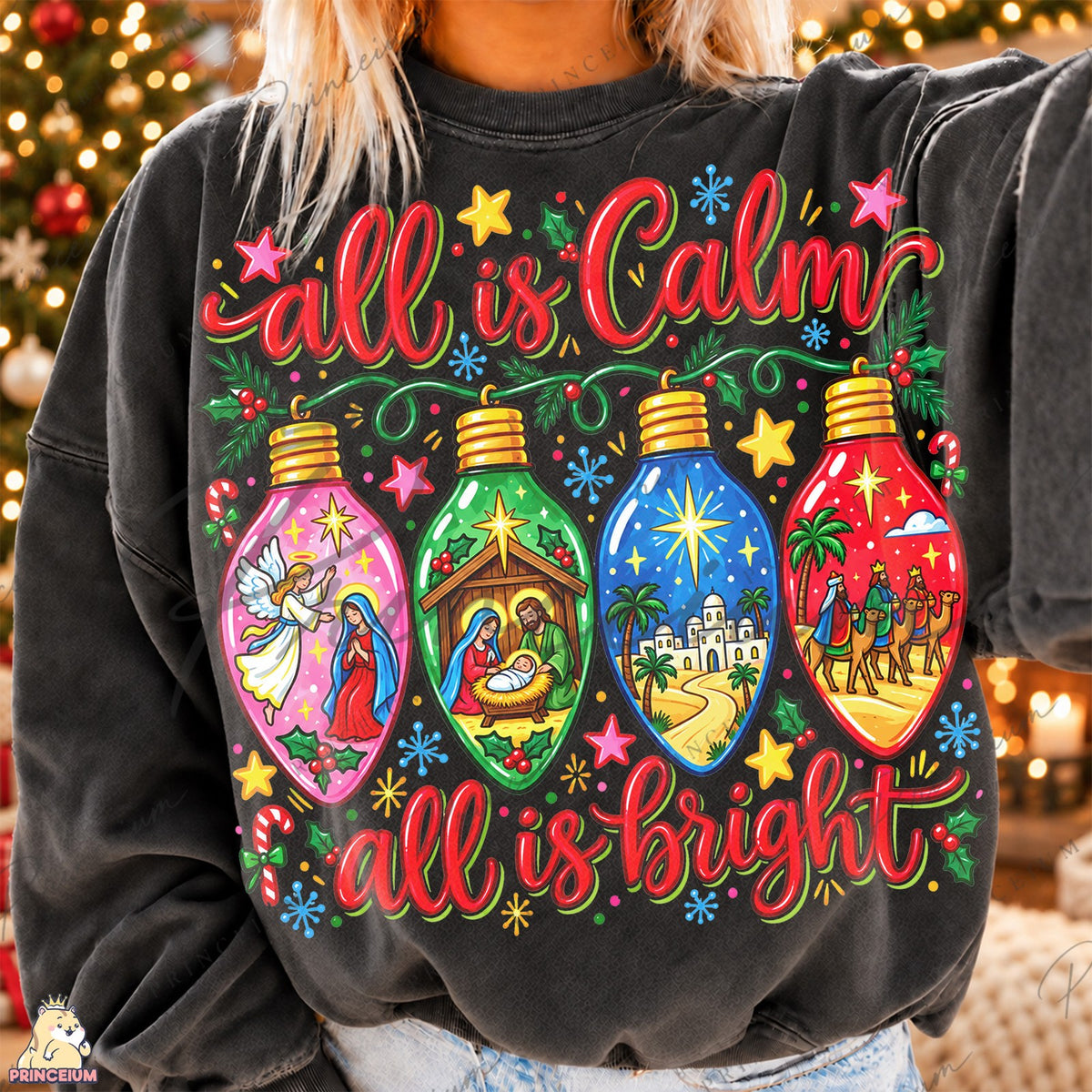 All Is Calm All Is Bright Nativity Lights