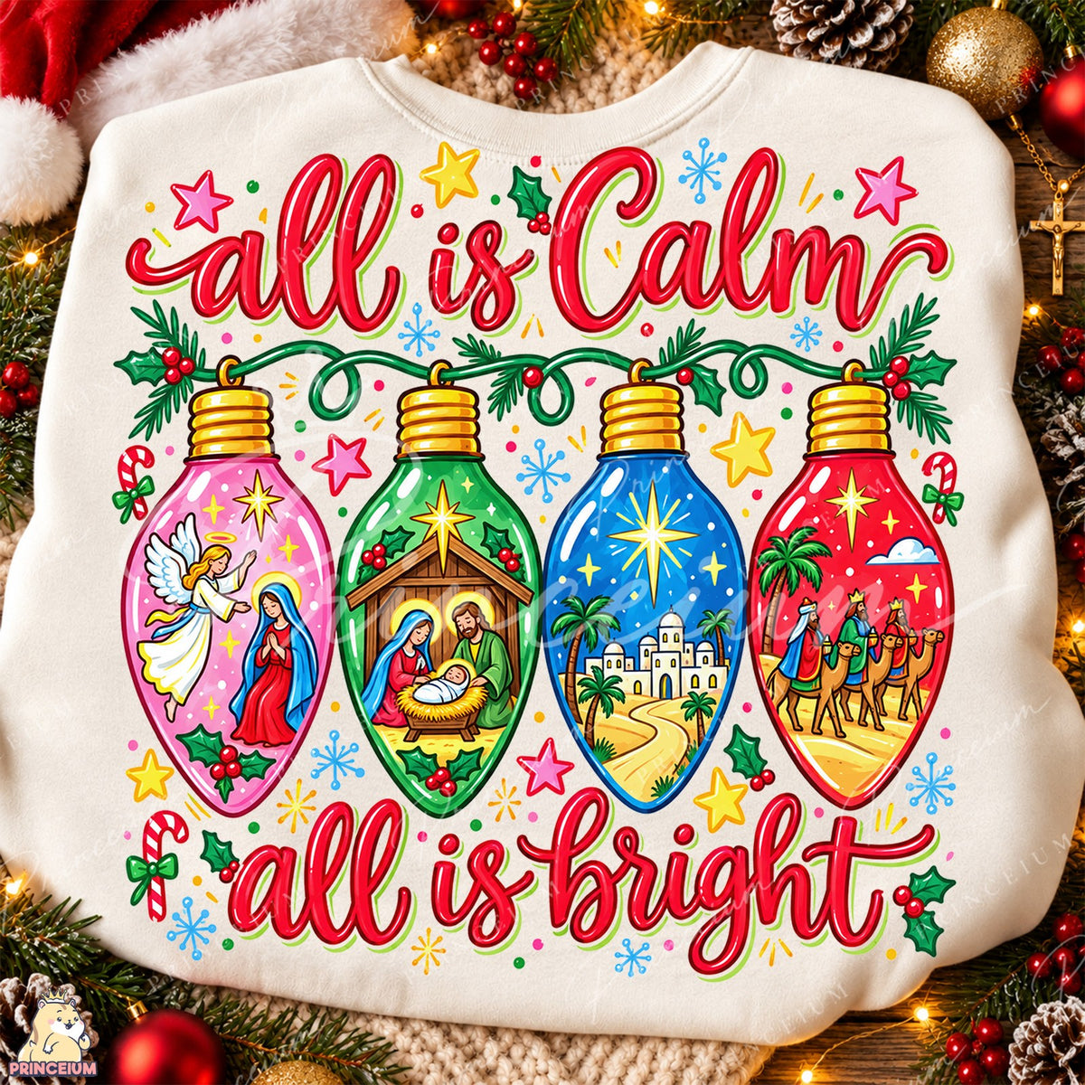 All Is Calm All Is Bright Nativity Lights