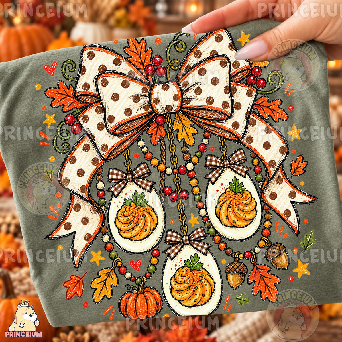 Preppy Thanksgiving Deviled Eggs Bow