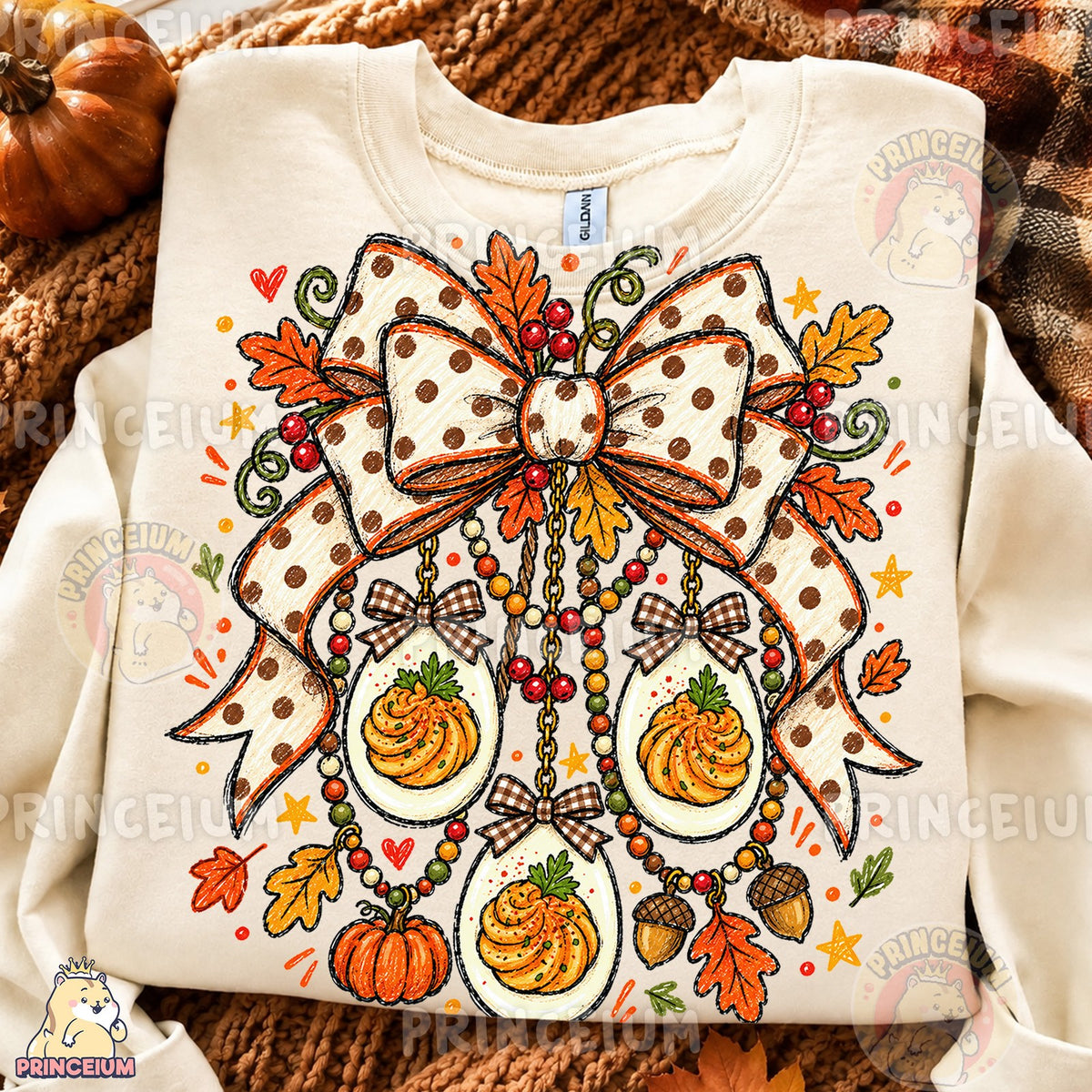 Preppy Thanksgiving Deviled Eggs Bow