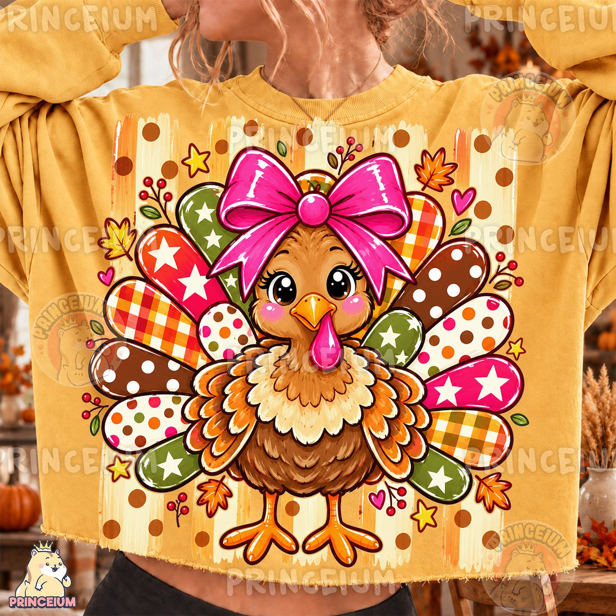 Preppy Turkey With Pink Bow
