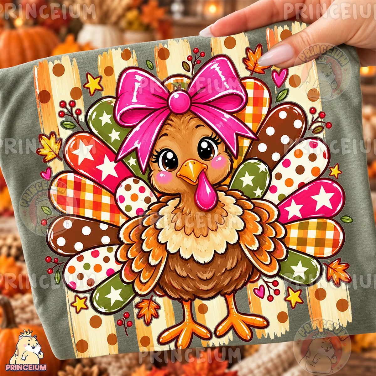 Preppy Turkey With Pink Bow