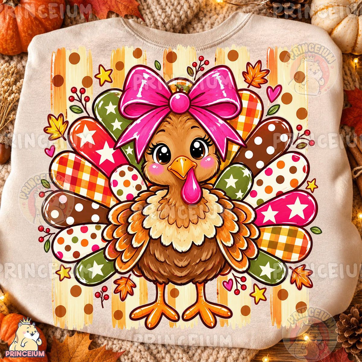 Preppy Turkey With Pink Bow